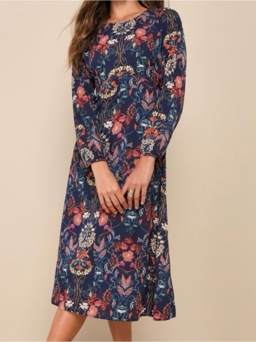 I Madeline Garden Splendor Floral Empire Waist Midi Dress Size Small